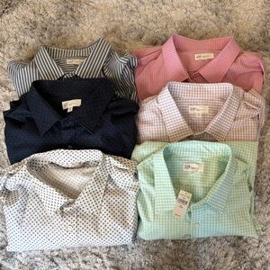 Six GAP Men's Patterned Button-Down Shirts XL Tall Slim Fit Long Sleeve Non-Iron